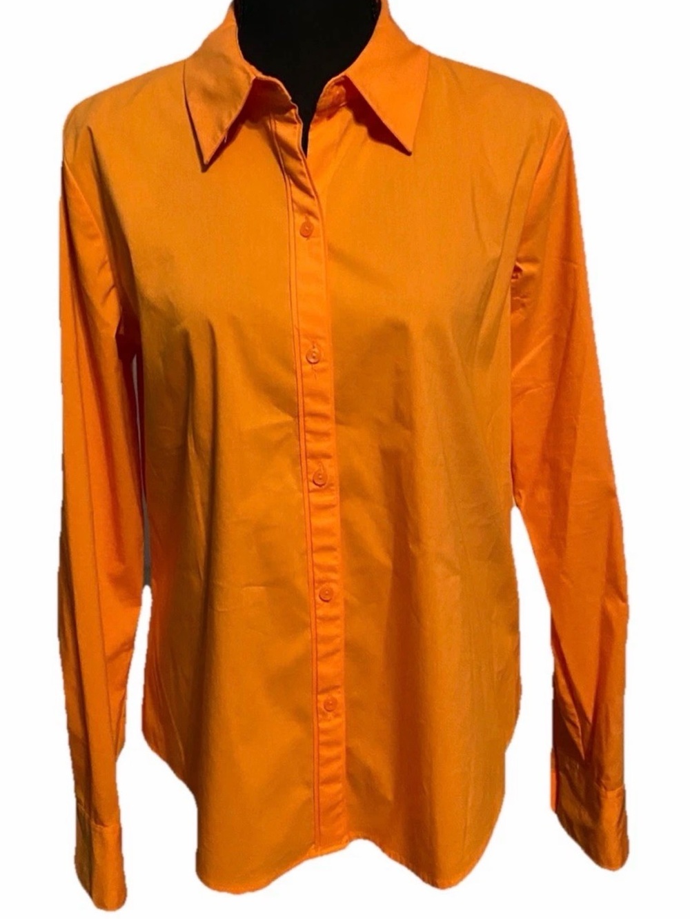 Liz Claiborne Orange Stretch Blouse long sleeve button down.